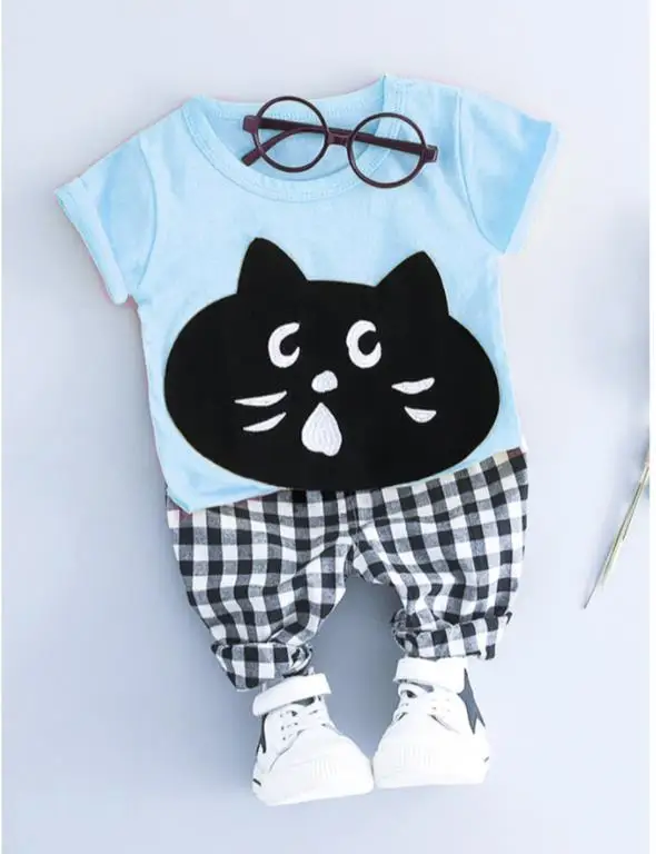 

QQH-BabyClothesToddler girlClothes 0-5 Years Old Summer Short-Sleeved Shorts Suit Baby Printed Shirt Two-Piece Suit -QQH