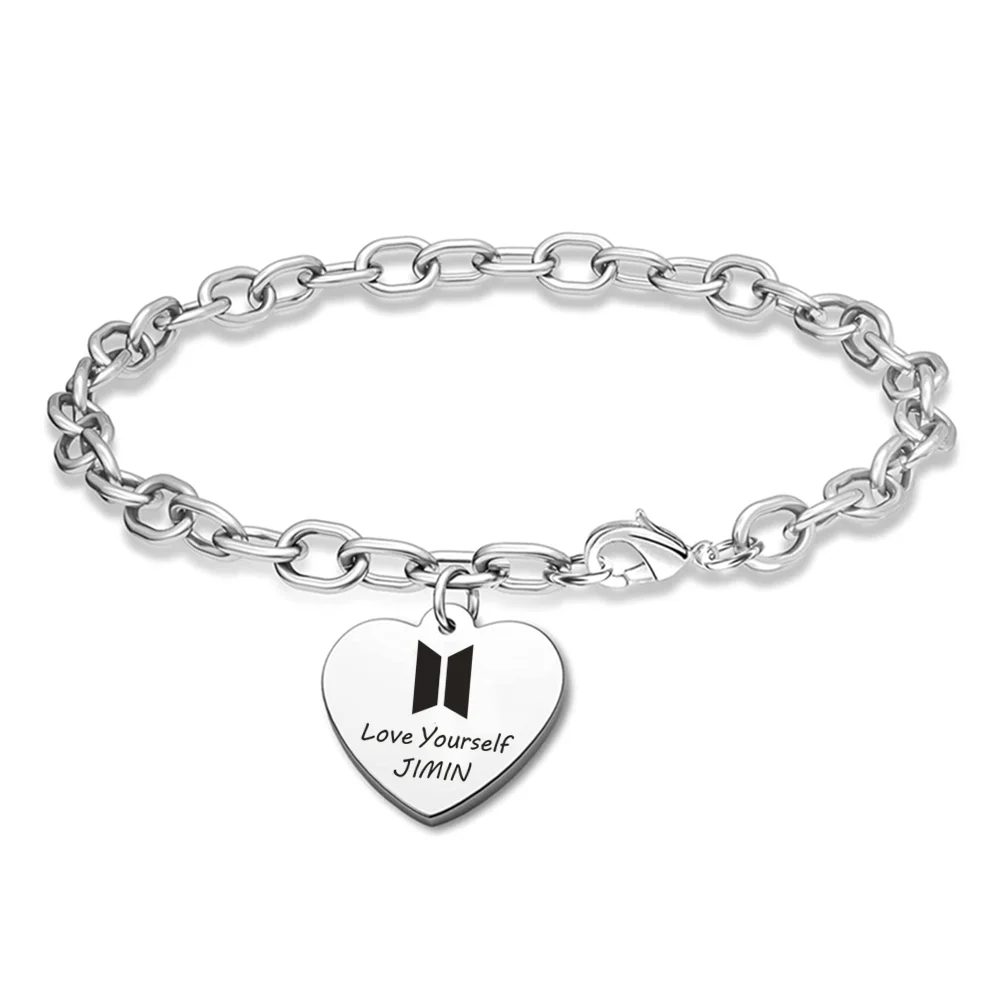 

Love Yourself Korea Bangtan World Tour Bracelet Unisex Kpop Boys Name JIMIN V JK Stainless Steel Bracelet Fashion Jewelry BTS-12
