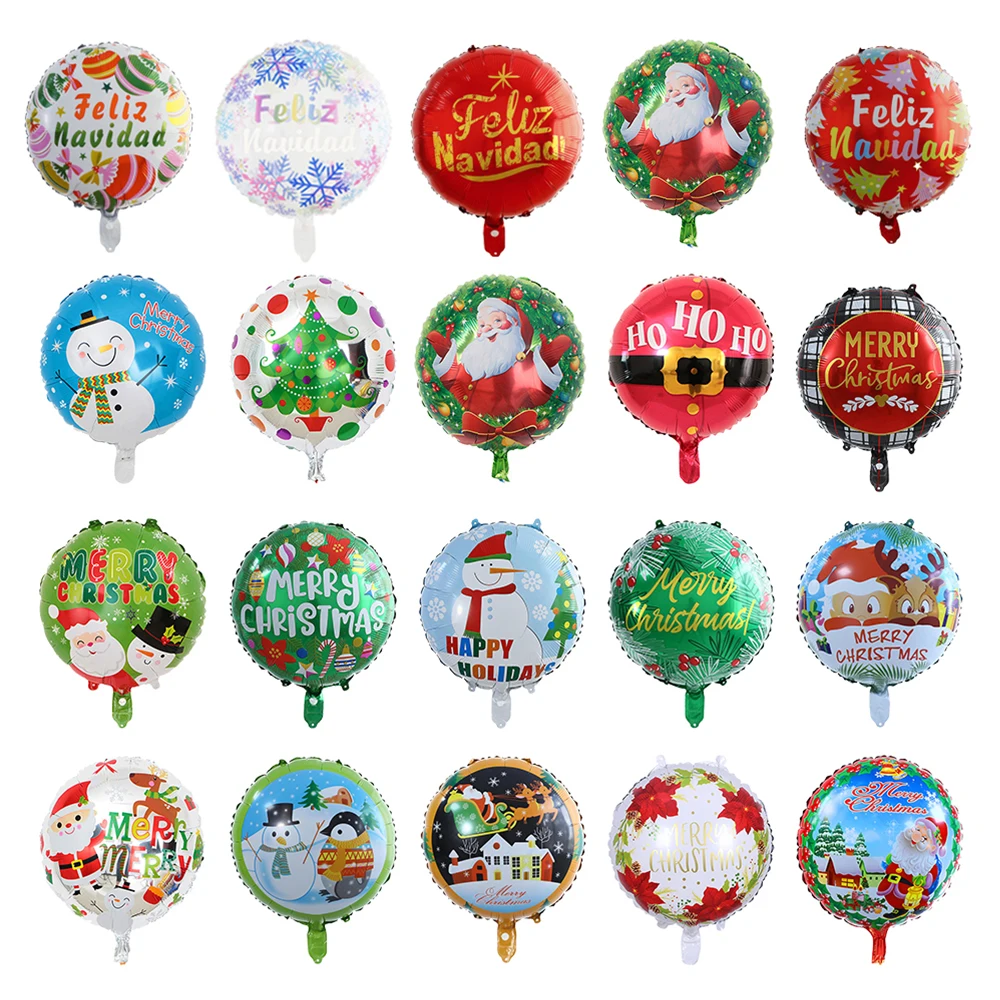 

5/10pcs 18inch Christmas Foil Balloon Happy New Year Santa Claus Christmas Decoration Spanish Feliz Navidad Helium Globos Kids