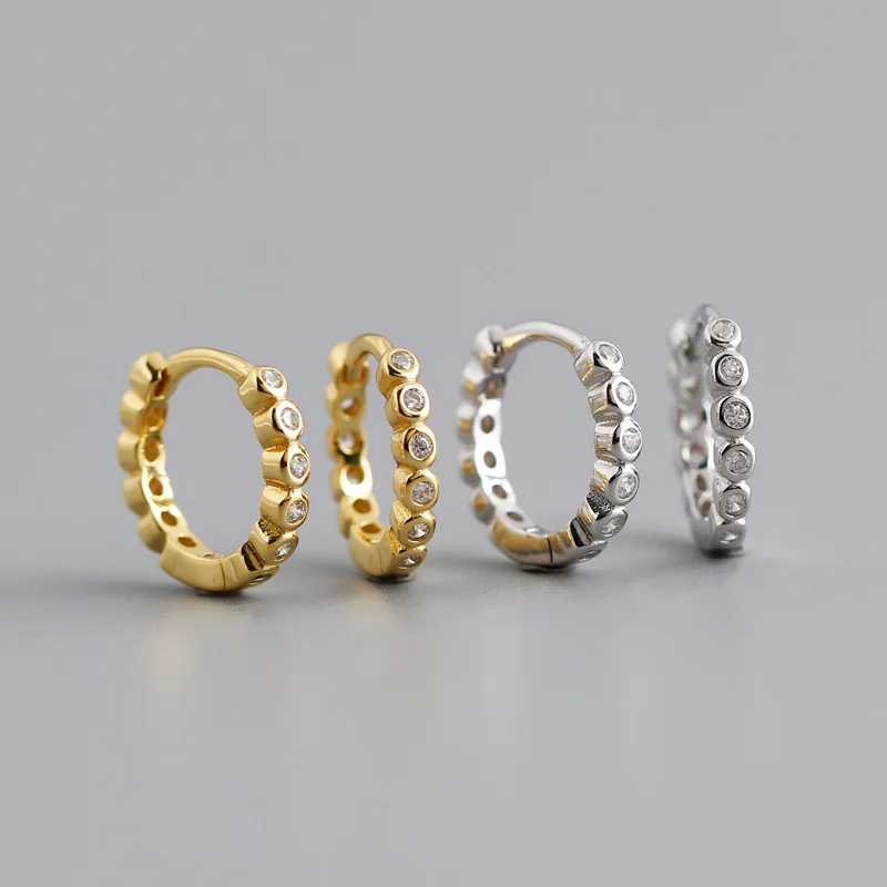 

Women's Fashion Small Hoop Earrings Tiny Crystal Zircon Stone Inlaid Mini Round Circle Boho Trendy Ear Hoops Jewelry Accessories