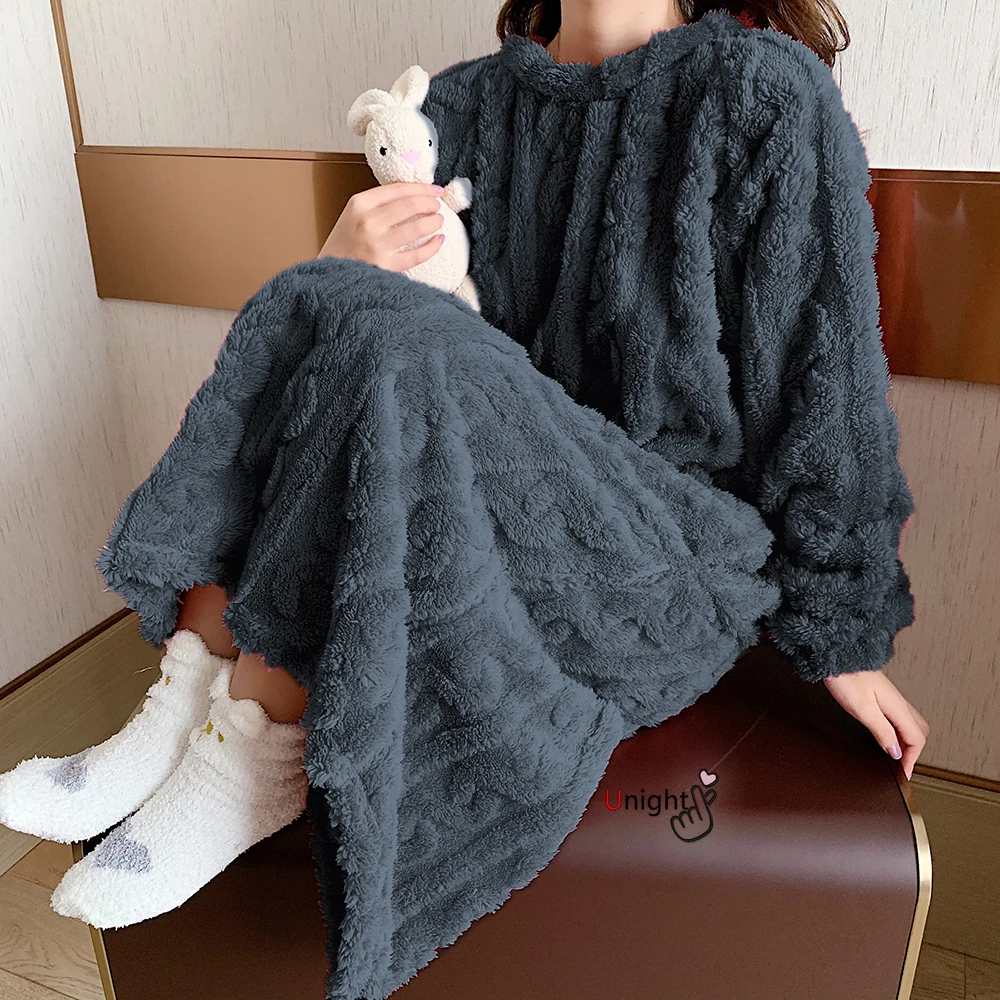 Женское Фланелевое Ночное платье с большим бюстом плотная одежда для сна зимнее