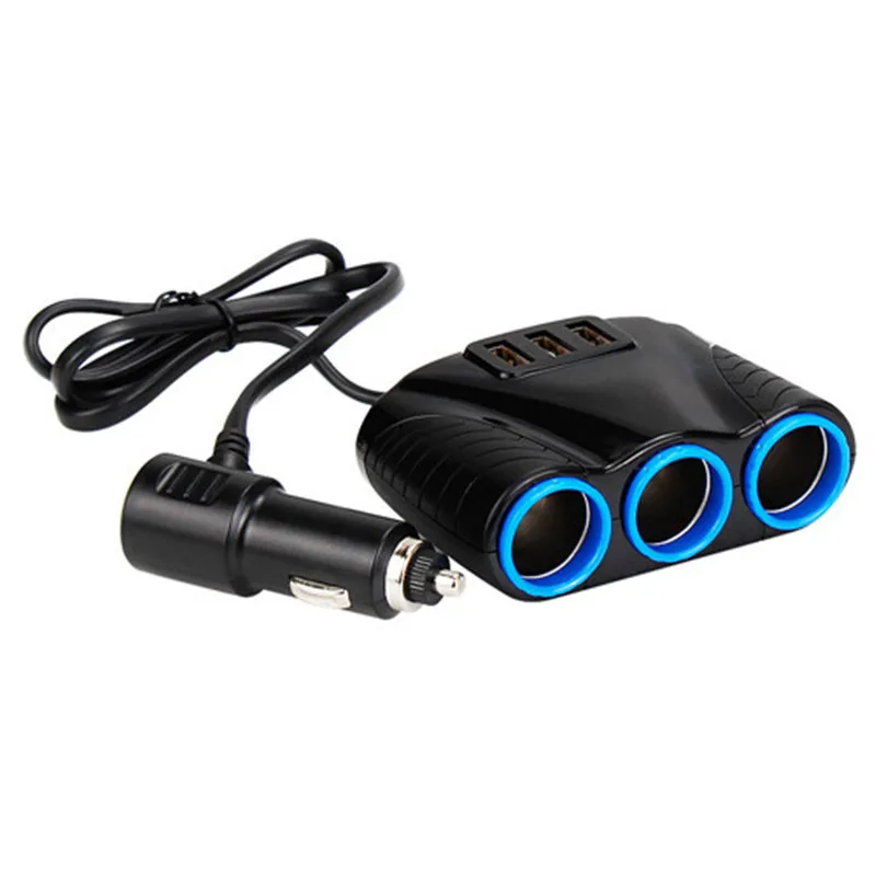 

High Quality 3 Way Auto Sockets Car Cigarette Lighter Adapter Lighter Splitter Lighter 5V 3.1A Output Power 3 USB Charger 120W