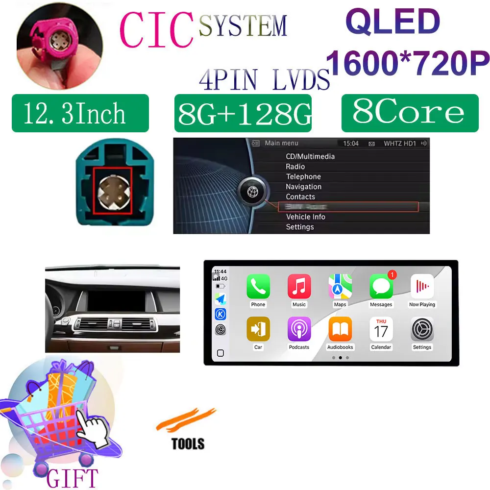 

BT GPS Android 15 для BMW 5 серии F07 GT 2010-2018 Система CIC/NBT Автомобильное видео Мультимедиа Беспроводной Carplay DSP Инструменты BT