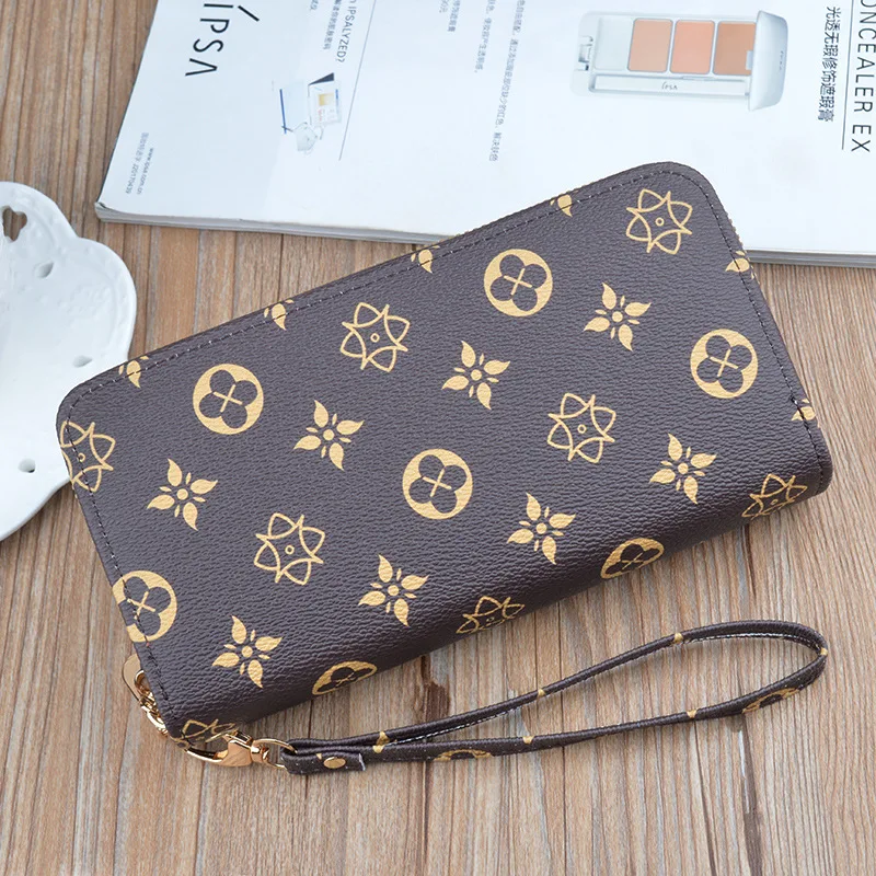 Women's Long  Wallet European and American Fashion Printing Large Capacity Handbag Double Layer Change Mobile Phone Bag