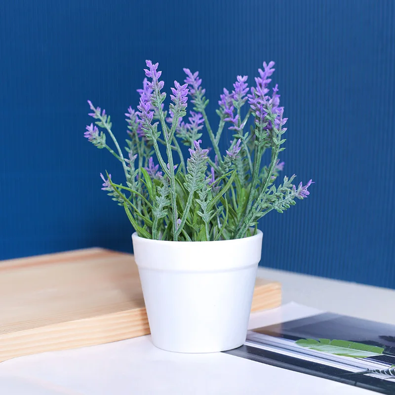 1 Шт. Искусственный Лавандовый Горшок 14 См Реалистичное Украшение Для Офисного