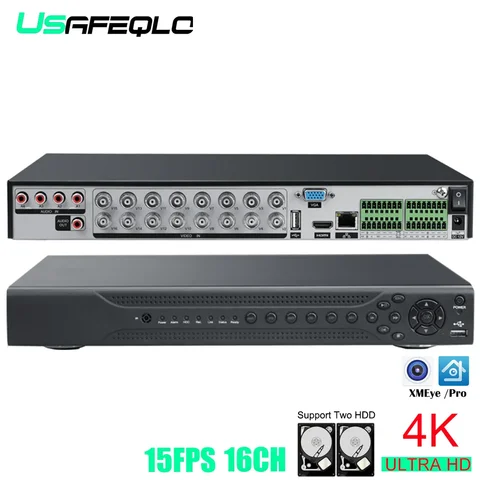 15FPS 4K 16CH CCTV DVR Recorder 6 IN 1 Hybrid NVR DVR Система безопасности 8MP XMEYE Аналоговый видеорегистратор видеонаблюдения 16 Channel 4K