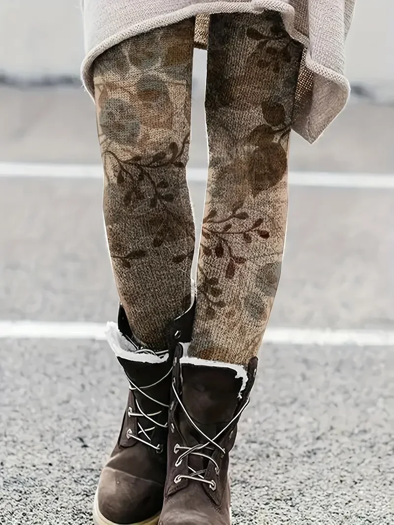 Женские повседневные Леггинсы с принтом листьев размеры 1XL-5XL