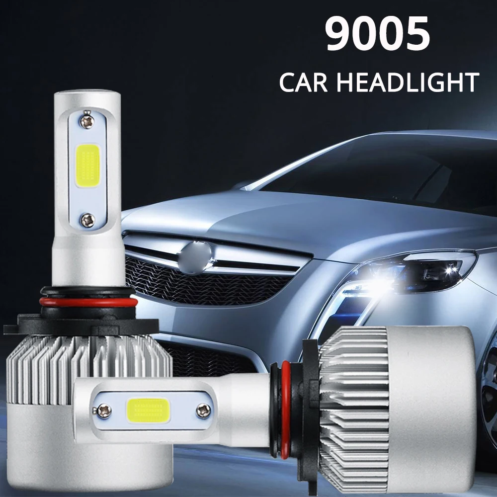 

2Pcs Car Led Auto Headlight Super Bright S2 9005 COB Car Waterproof Bulb 72W For Car Running Lights Safe Night Drl Car Led Light