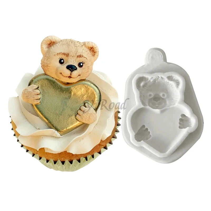 

Teddy With Heat Silicone Mold Fondant Cake Cupcake Decorating Silicone Mould Clay,Sugarcraft Chocolate Baking Tool，Kitchenware