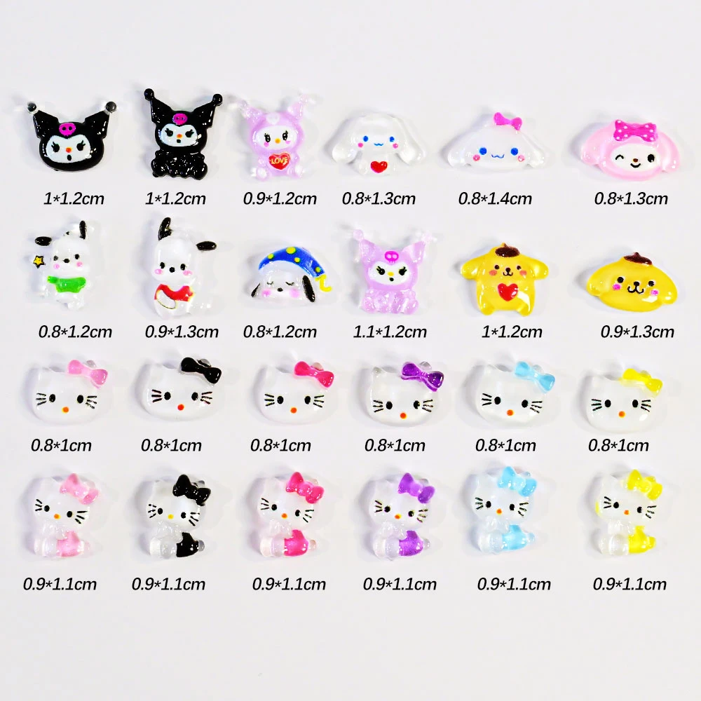 240 шт. = 24 сетки Sanrio милые мультяшные подвески для ногтей 3D красочные детали Hello Kitty
