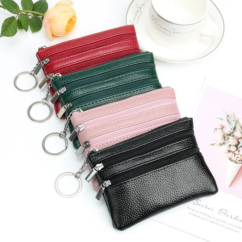 

Brand Soft Leather Mini Card Holder Wallet Money Bag New Fashion Women Wallet Clutch Three Zipper Female Short Small Coin Purse