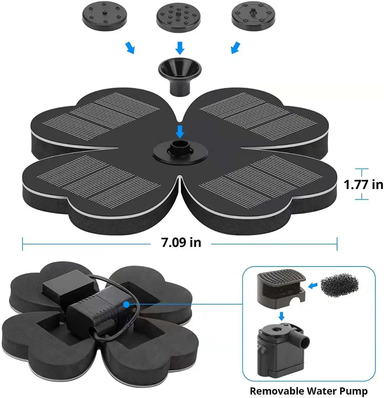 Automatic Solar Water Fountain Outdoor Birds Bath Floating Fountain Pump Fountains Pond Decoration