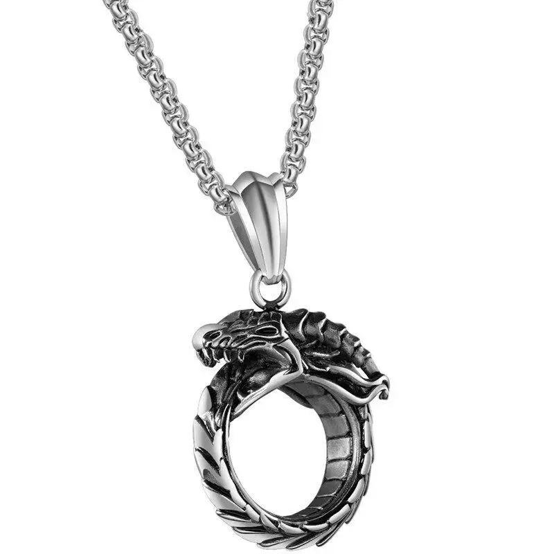 

Retro Domineering Ouroboros Pendant Necklace for Men Trendy Punk Jewelry Gift Wholesalejavascript:
