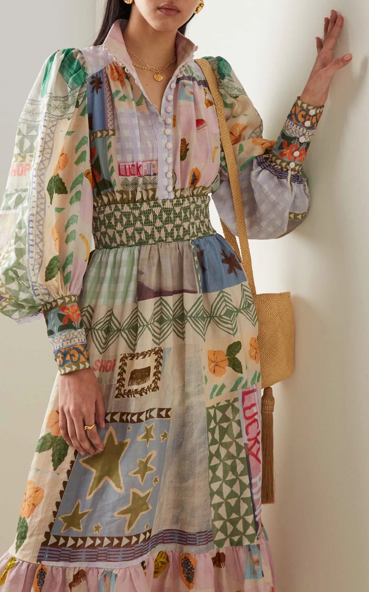 

100% Ramie women Fashion Dress Lady Long Sleeve Print Casual Cottagecor Holiday Vestido spring summer new