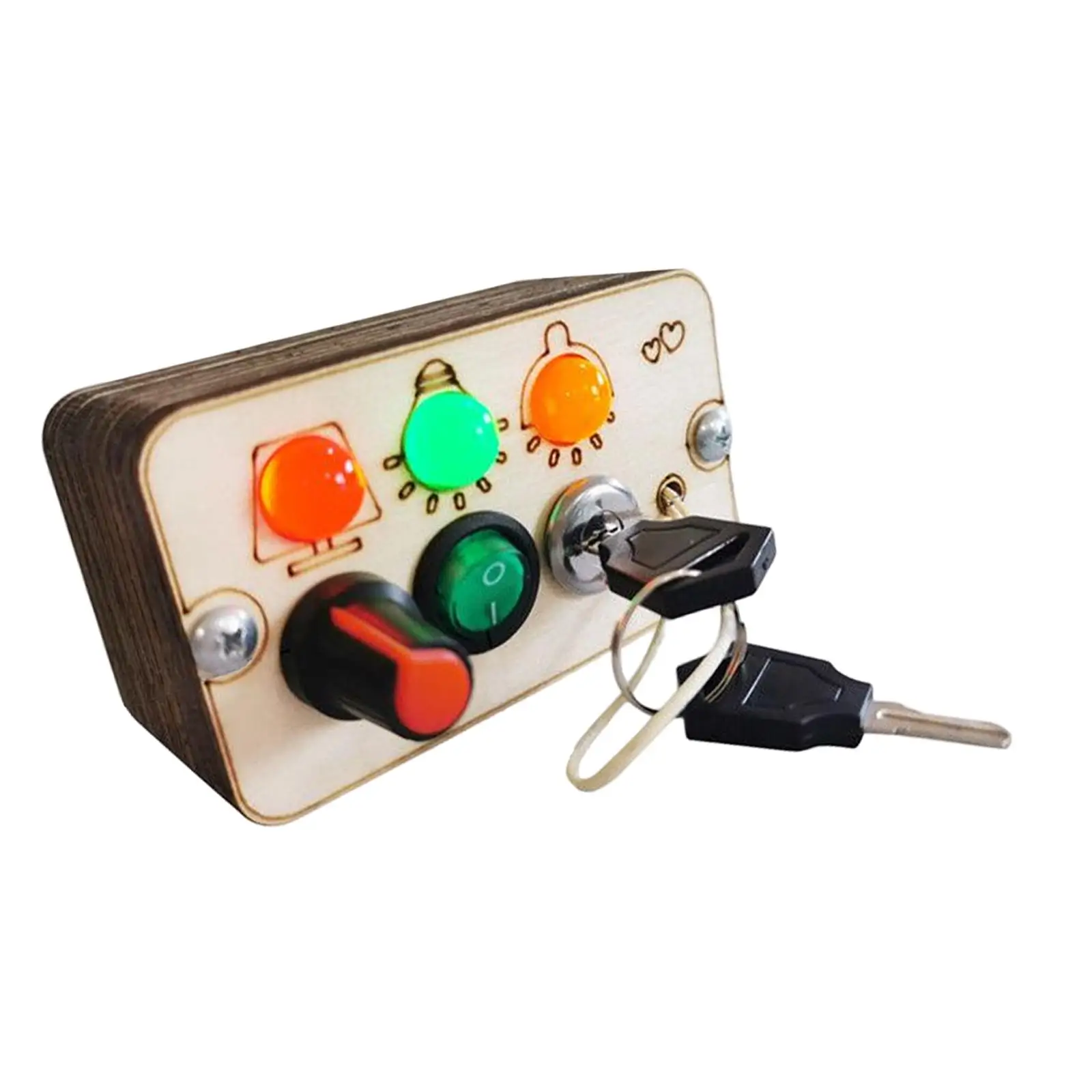 

Light up LED Buttons Montessori Busy Board Wooden Sensory Toys for Toddlers 1 2 3 Year Old