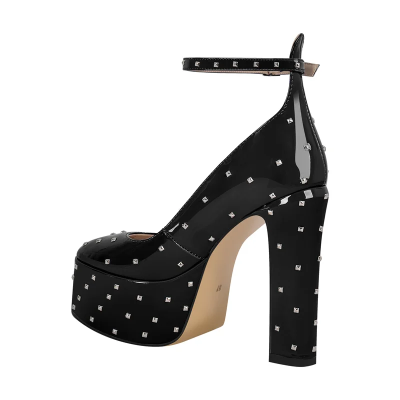 Женские туфли-лодочки на платформе Onlymaker черные туфли массивном высоком каблуке