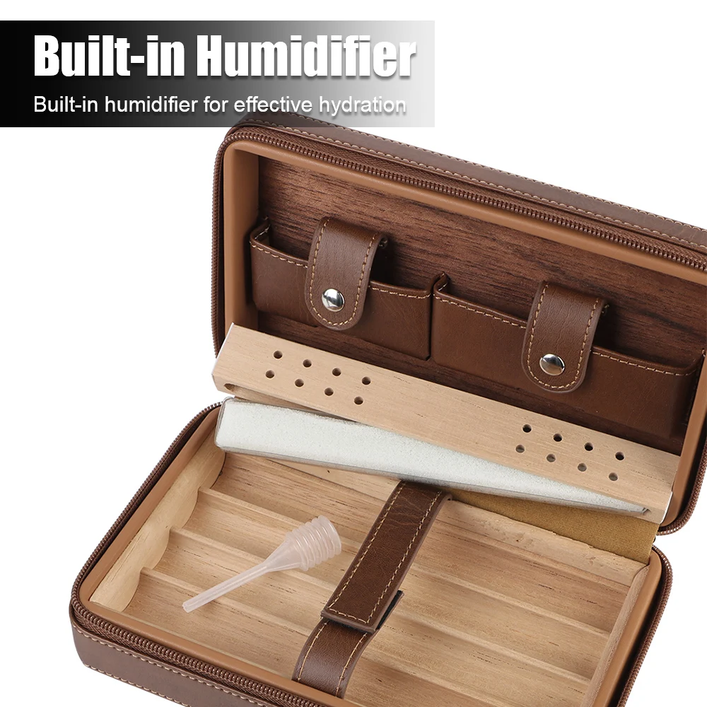 Хранение искусственных сигар для путешествий Кожаный портсигар с 4 отделениями и