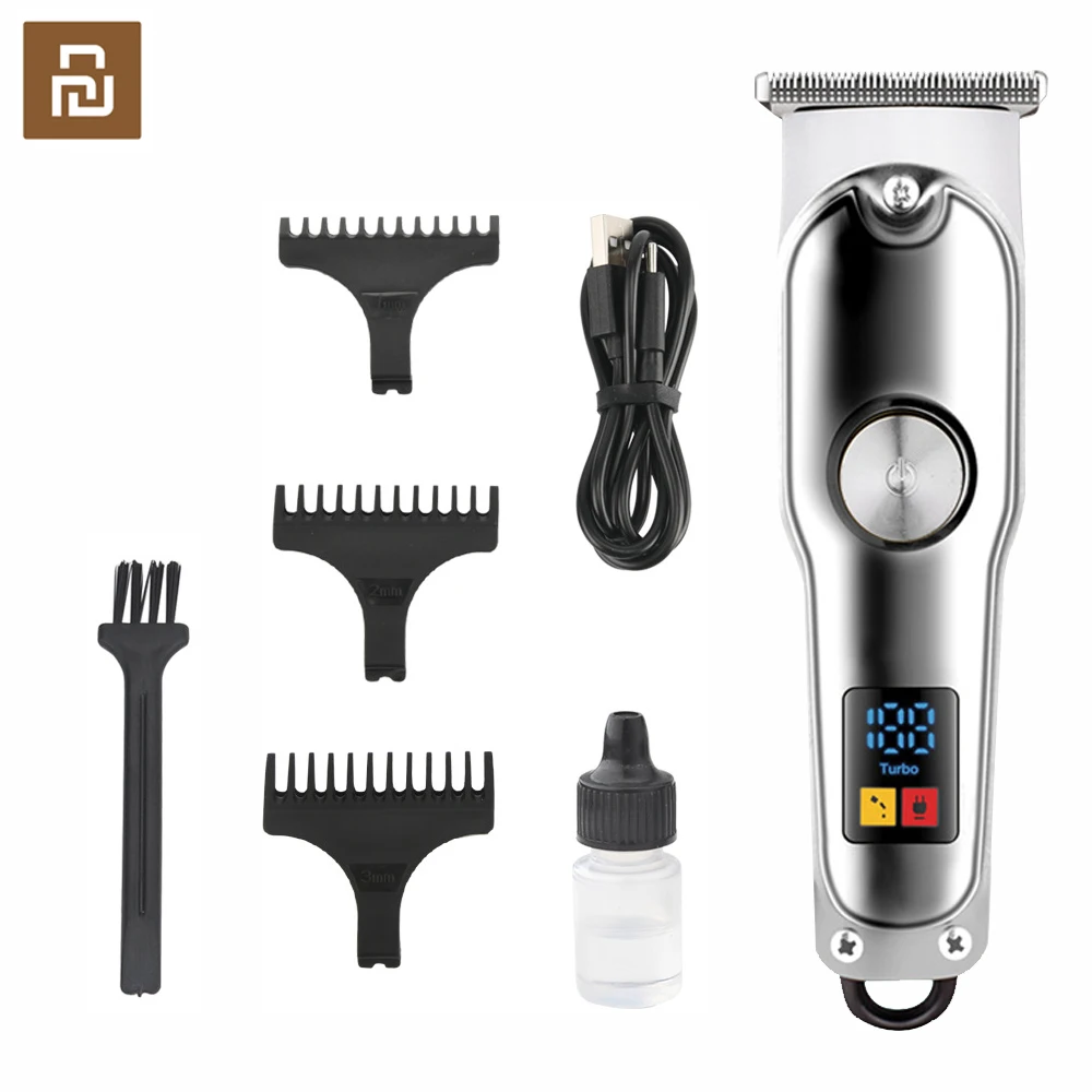 

Машинка для стрижки волос Youpin Pritech, LED триммер для бороды, LED дисплей, профессиональная машинка для стрижки, металлические машинки для мужчин