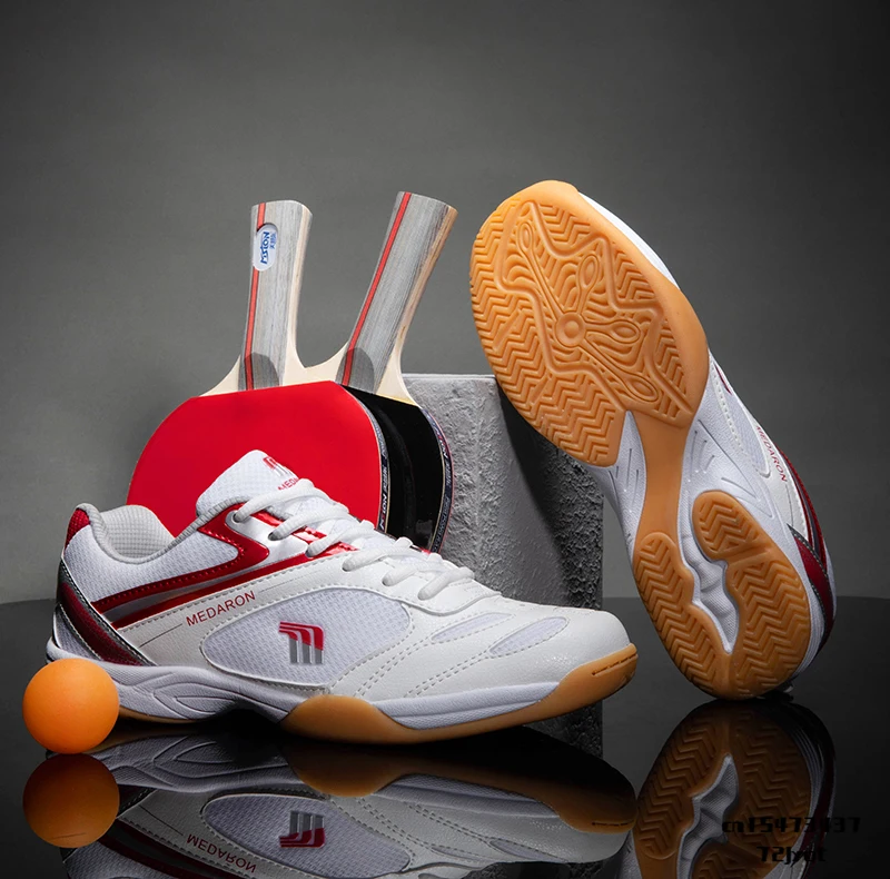 

2021 New Professional Table Tennis Shoes Men Women Anti Slip Badmintons for Couples Blue Red Light Weight Badminton Sneakers