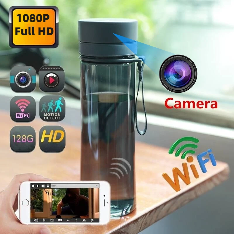 

Micro Camcorders Wifi Remote Monitoring Video Recorders 750ml Water Botter Full HD Mini Camera Portable Outdoor Office Water Cup