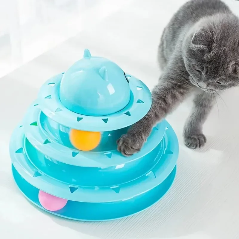 4 уровня игрушка для кошек башня вращающийся ролик шарики игрушки интерактивный