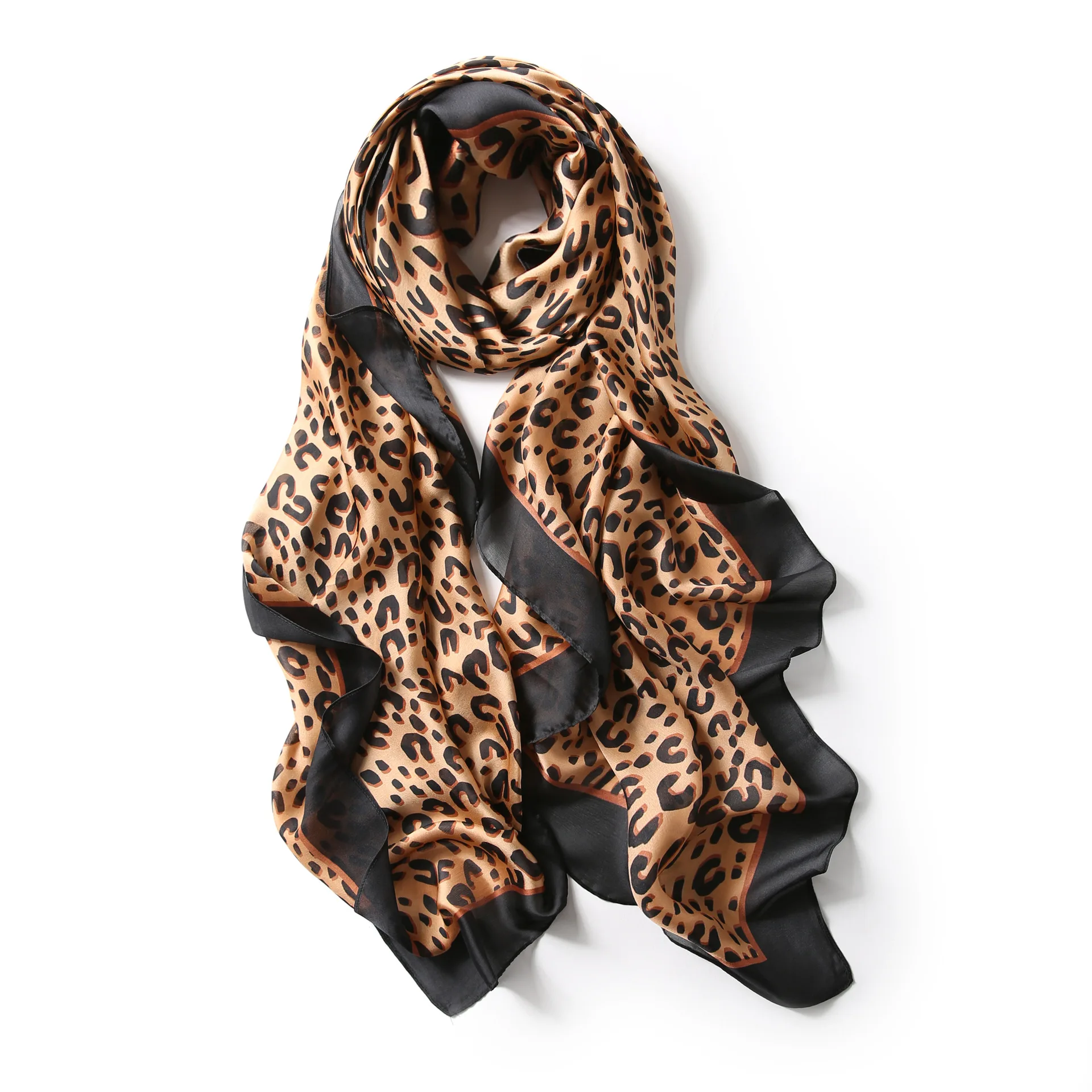 

Fashion Leopard Design Women's Scarf Long Shawls High Quality Silk Feeling Scarfs and Stoles Best Traveling Wrap