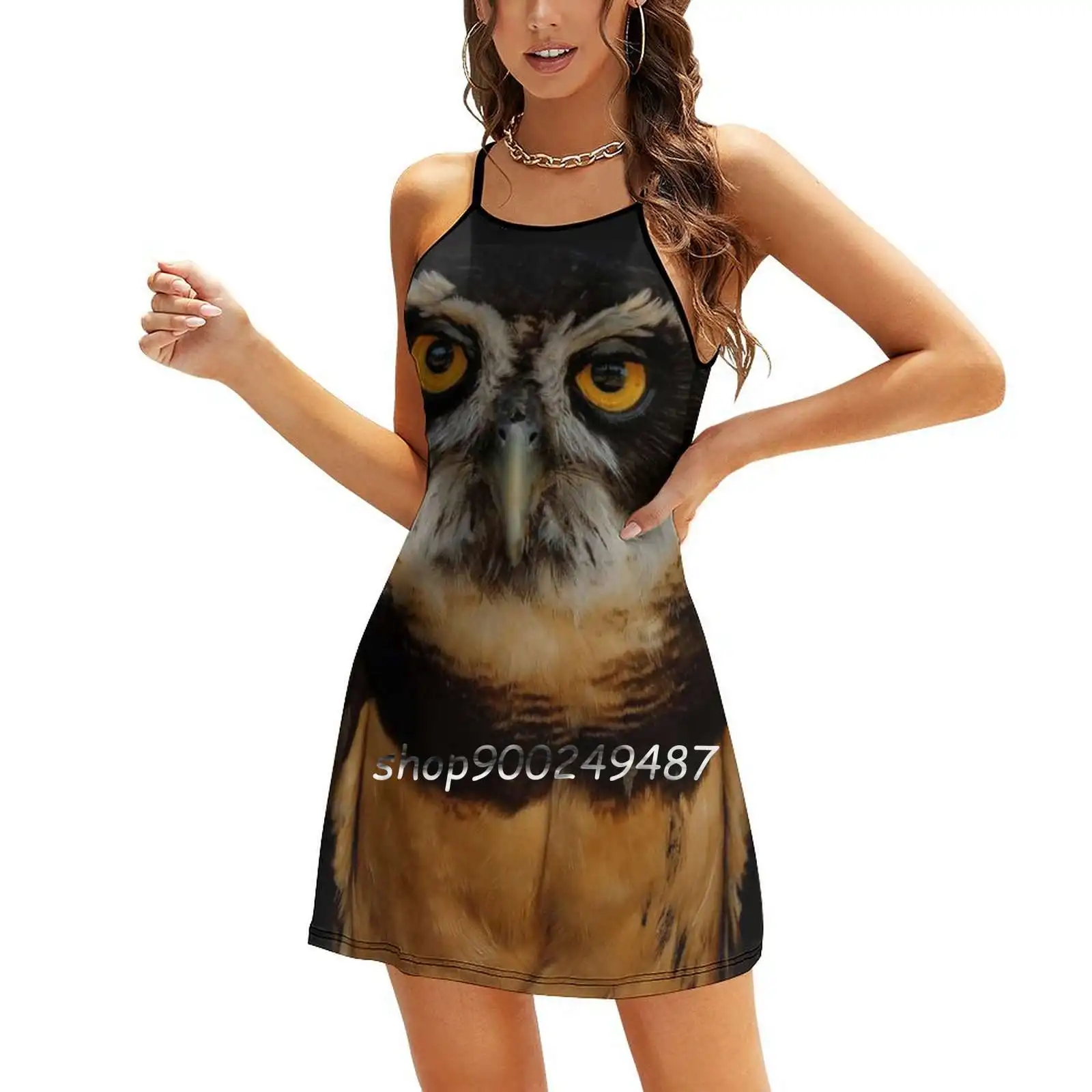 Торговые глазки с очковой совой тонкое платье полой талией осень-зима