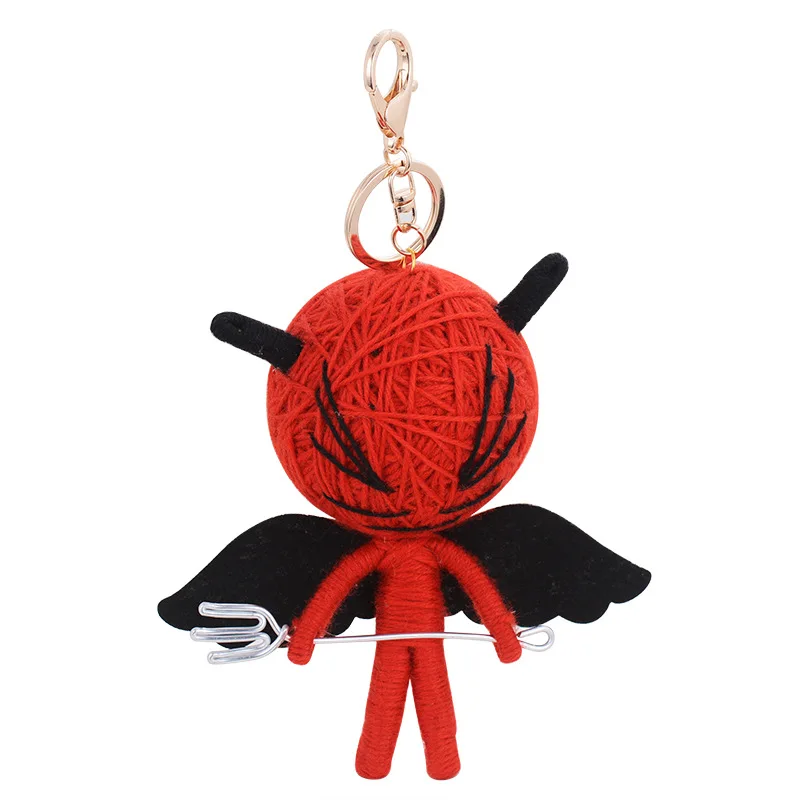 Dalaful Hand-made Woven Key Chains Rings Holder Knitting Doll Demons Monsters Evil Bag Pendant Keyrings KeyChains K285 | Украшения и