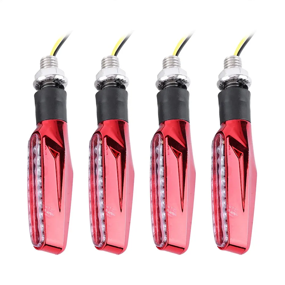 

4x Motorcycle Universal 9 LED Turn Signal Indicator Light Blinker Lamp Amber Light Red