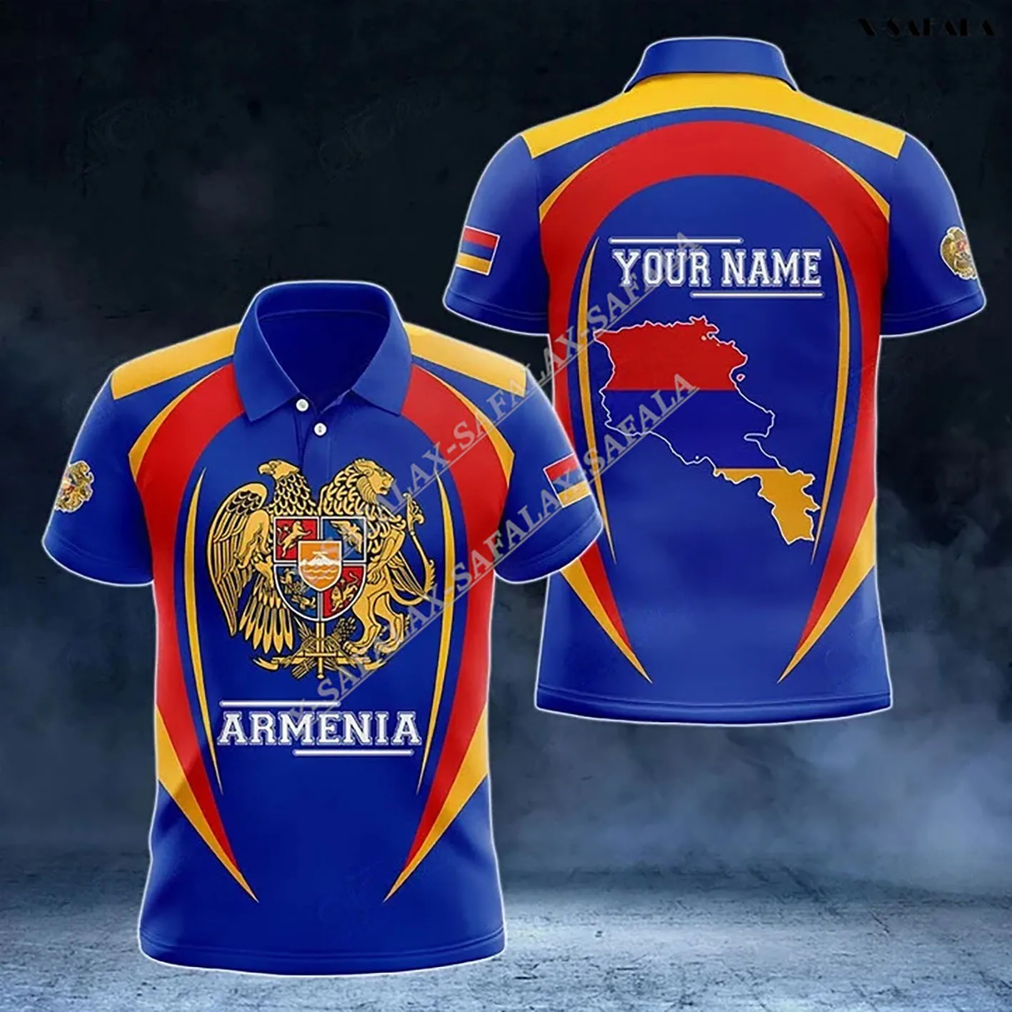 

Мужская футболка-поло с коротким рукавом и 3D-принтом