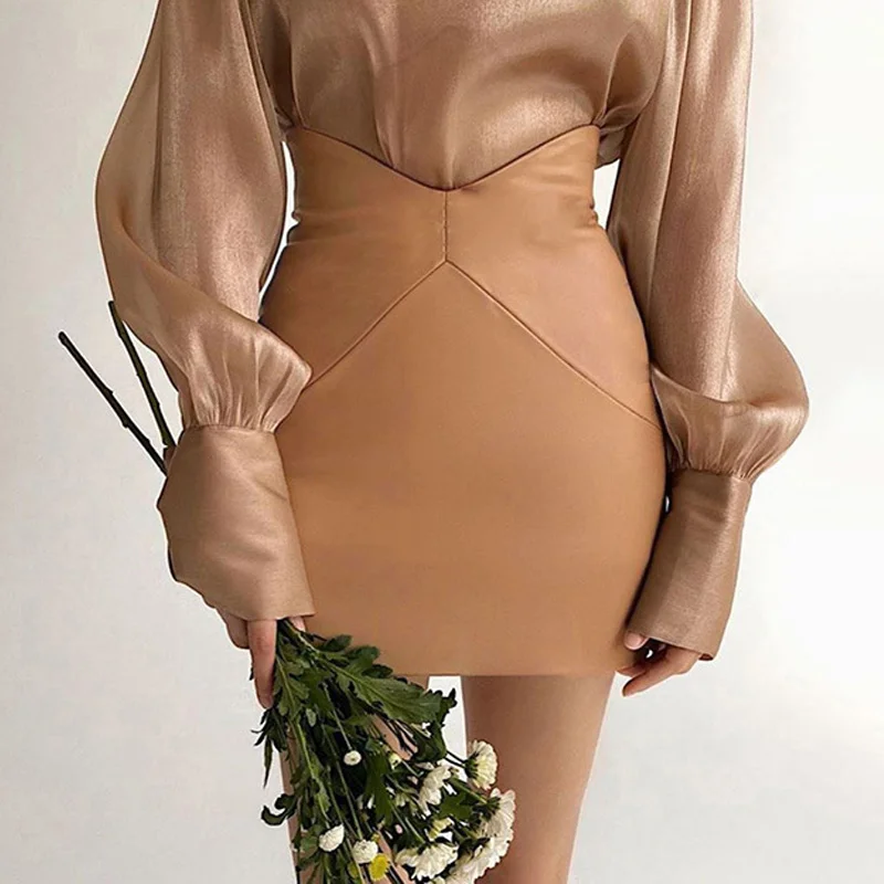 

Women's PU Bodycon Sexy Short Skirt High Waist Faux Leather Mini Skirt Female 2022 Fall Winter New Fashion Ladies Bottoms 2022