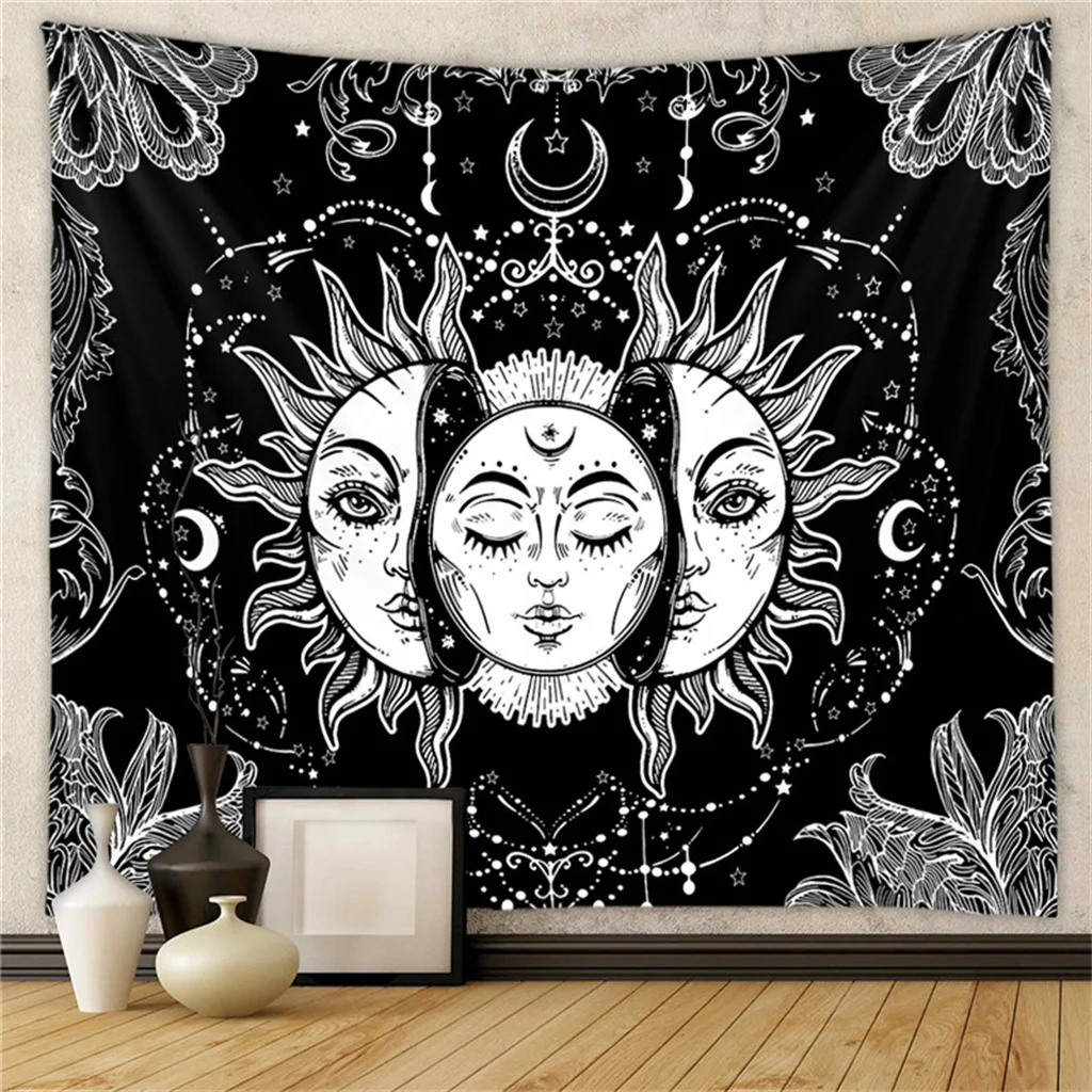 

Tarot Moon Sun Mystery Tree Forest Fairy Tale Tapestry Wall Hanging Blanket Custom Vintage Fabric Psychedelic Bedroom Livingroom