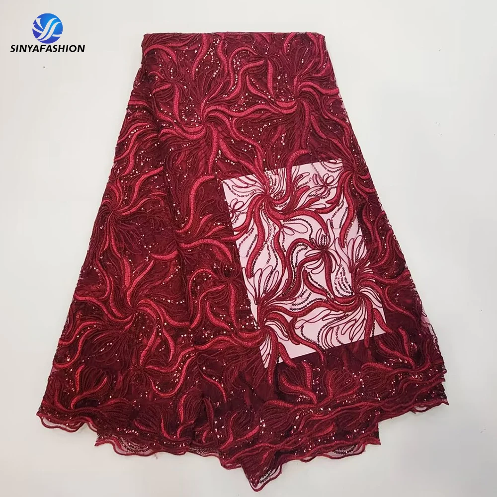 Строгая оранжевая африканская французская кружевная ткань 2023