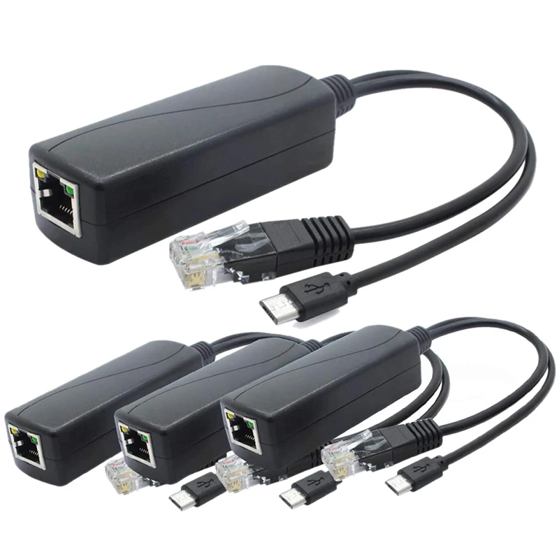 

4 шт./упаковка, 5 В Poe сплиттер, 48 В до 5 В а адаптер с разъемом Micro-USB, для IP-Камеры, планшетов, для Raspberry Pi и многого другого