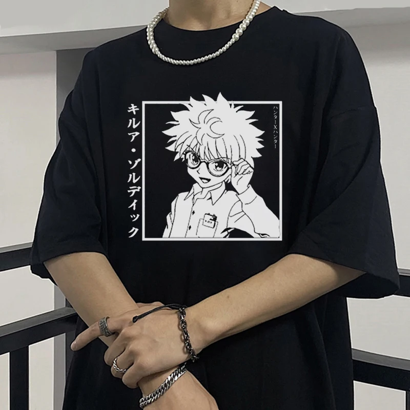 Футболка Hunter X с рисунком аниме Killua Zoldyck Kawaii манга Летняя Повседневная дышащая