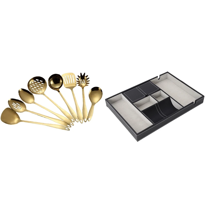 

HOT-1 Set Cooking Tools Spoon Shovel Cookware Kitchen Tools & 1 Pcs Valet Tray Organizer, Table Organizer