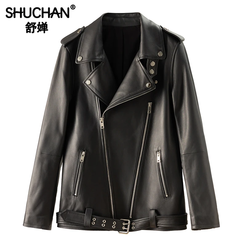 

SHEEPSKIN High Quality Real Leather Jacket Women Zippers All Season Punk Style Zipper Casaco Feminino Blazer Femme