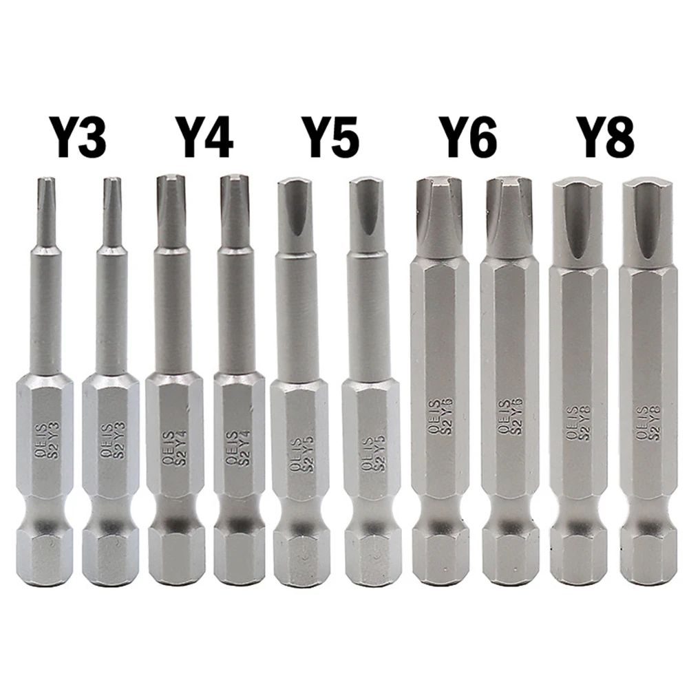

10Pcs 50mm Y Shaped Screwdriver Bits S2 Steel 6.35mm Hex Shank Y3-Y6 Drill Air Accessories For Bike Y Type Screws Hand Tool