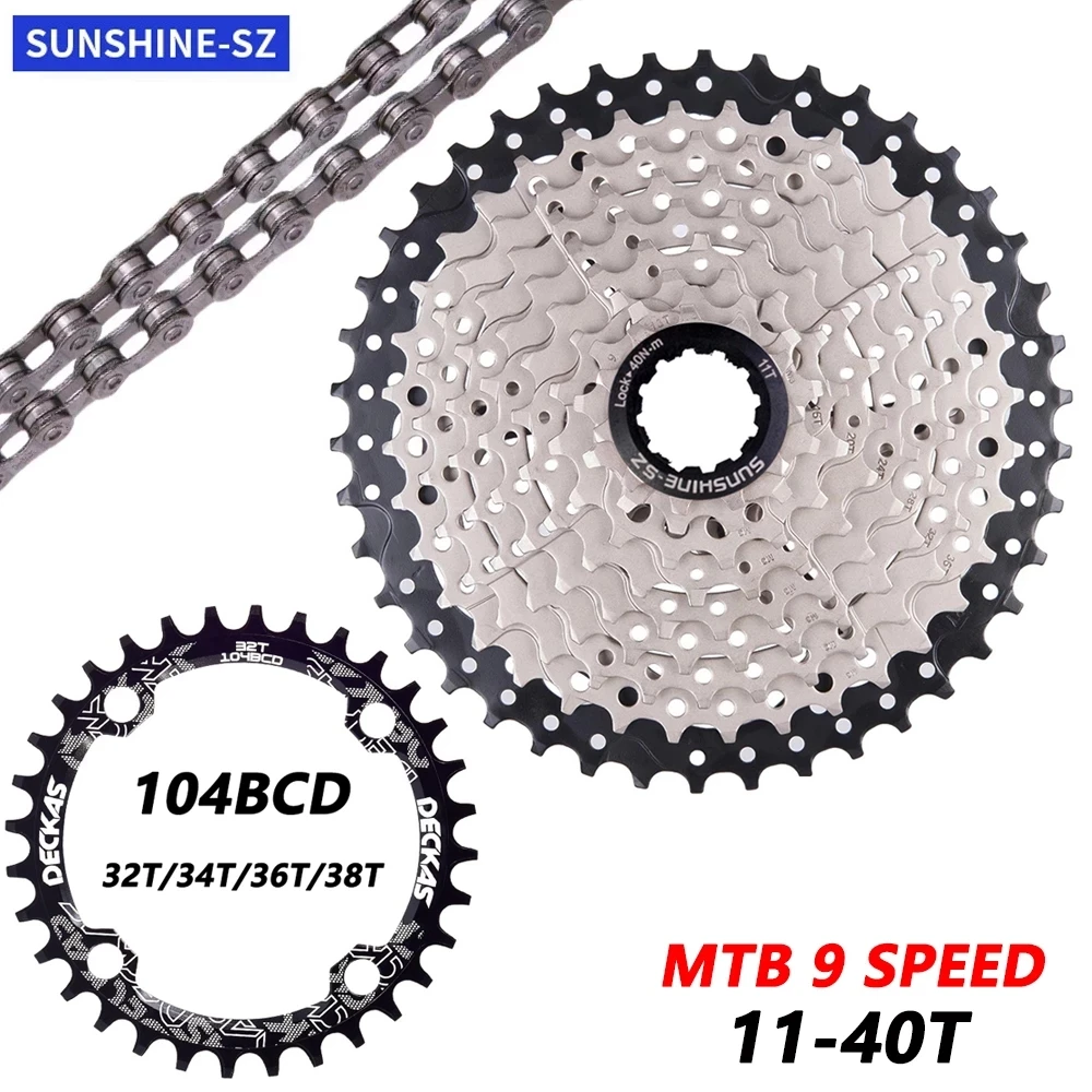 

MTB 9 Speed 11-40T Cassette 9S40T Freewheel Mountain Bike K7 Sprocket Parts 9V Chain Compatible M370 M430 M4000 M590 M3000 X5X7