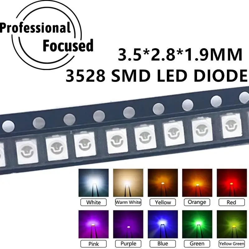 100 шт./лот SMD светодиодные диоды 3528 1210 LED Diodo Kit зеленый красный теплый белый голубой