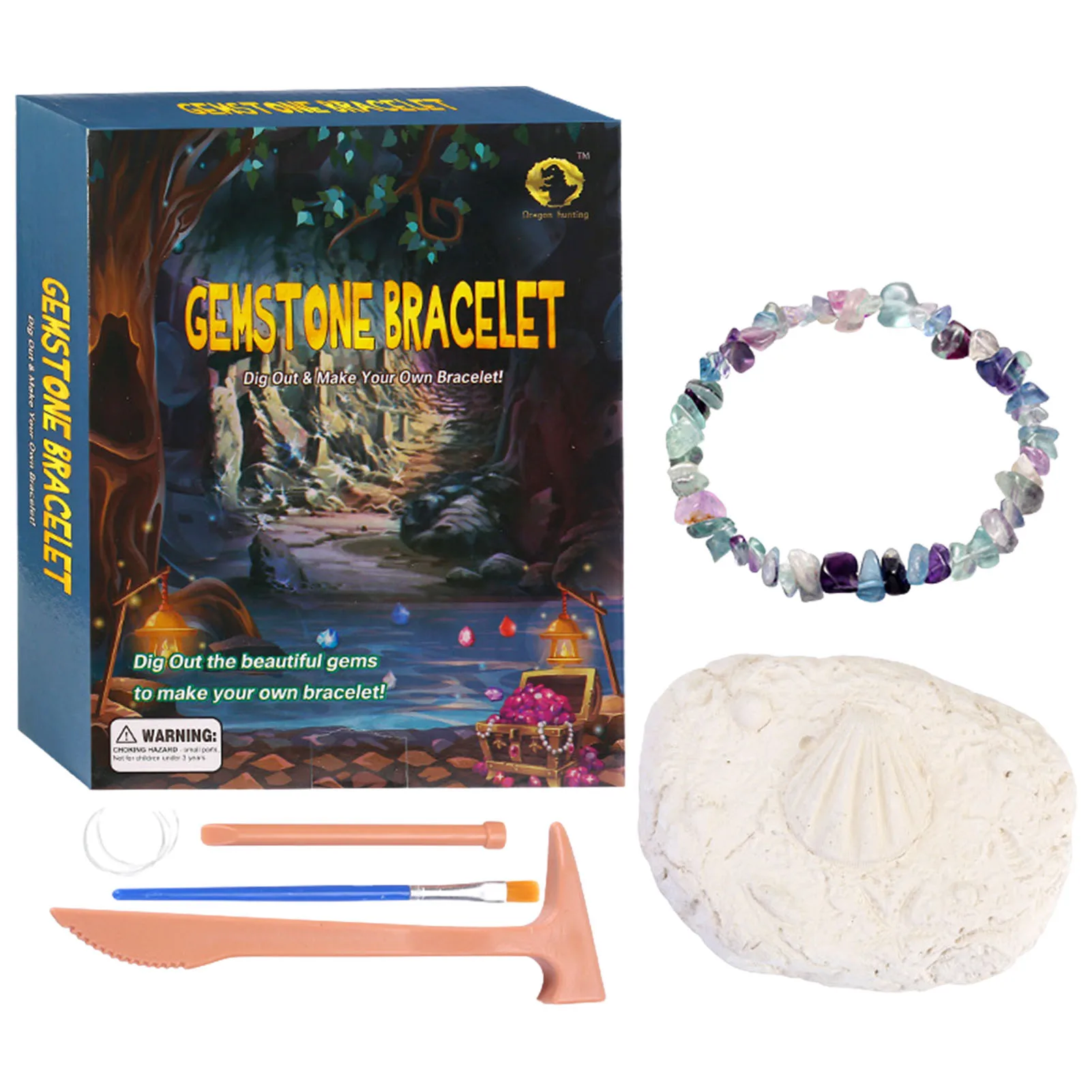 

Gemstone Bracelet Making Kit Gem Digging Charm Bracelet Making Kit STEM Educational DIY Toys Science Kit Mining Gifts for Kids