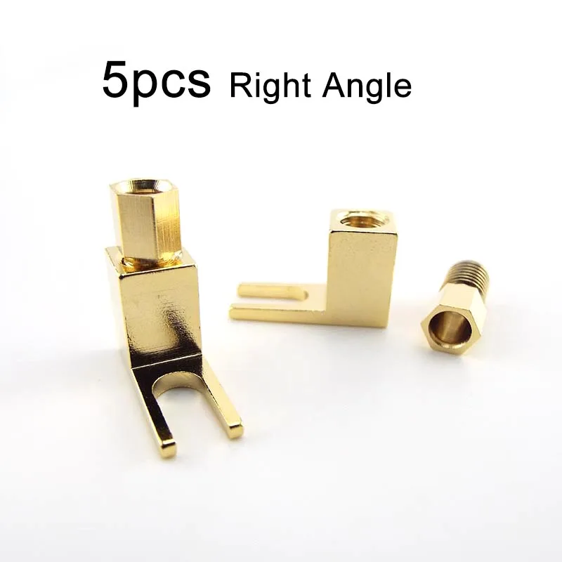 

5pcs Y Spade Right Angle 4mm Banana Plug Speaker Cable Gold Plated for Audio Connector Wire Electrical Socket Plugs Adaptors D4