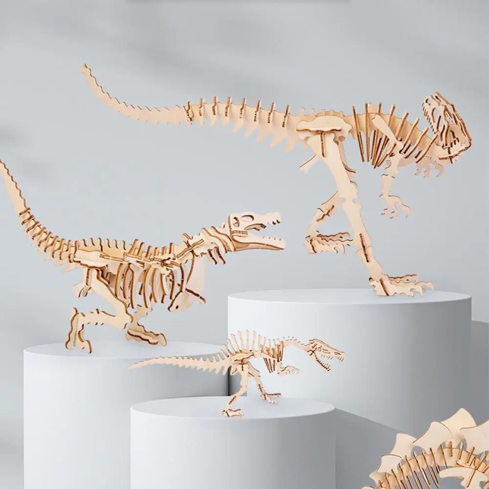 

Wooden Assembly Painted Dinosaur Model Home Decor Creative Handmade Materials Simulation Building Block Model Puzzle Ornament