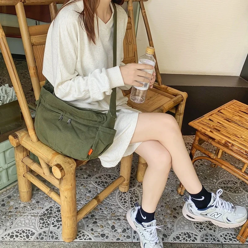 

Холщовая женская сумка, большая сумка-мессенджер Y2K, эко-сумка, корейская мода, сумка-шоппер, школьные сумки через плечо, сумка для пар, Боков...