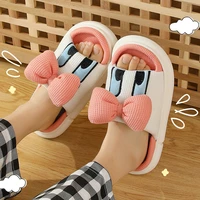 linen slippers summer womens home indoor cotton linen cartoon shoes non slip thick bottom comfortable casual