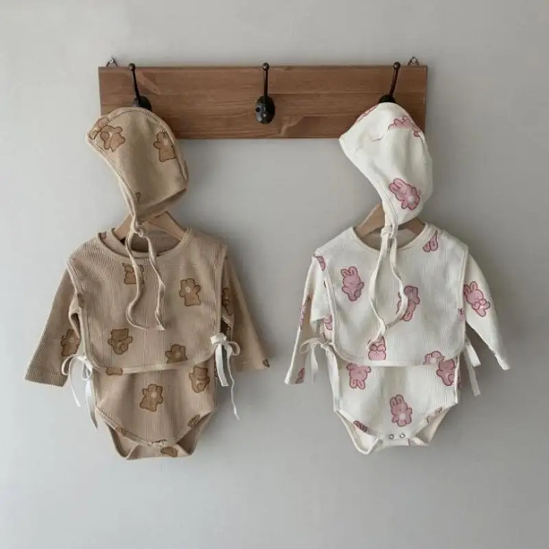 

2022 New Cartoon Baby Bear Clothes Infant Boys Long Sleeve Cute Bodysuit Cotton Toddler Girls Fashion Jumpsuit Outfits 0-24M