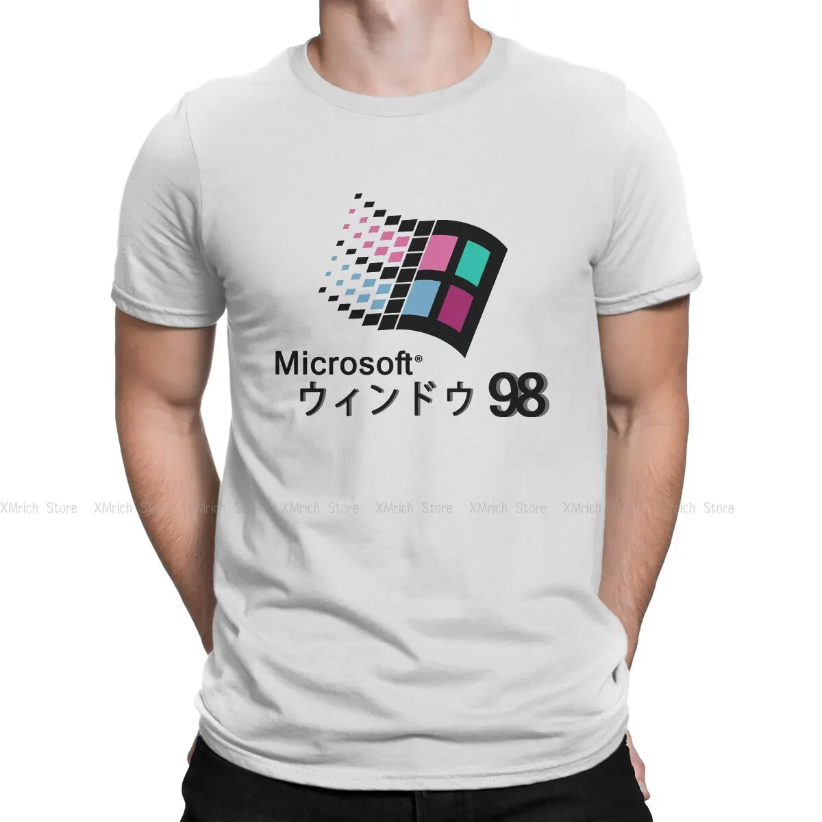 Мужская футболка с круглым вырезом принтом в виде окон