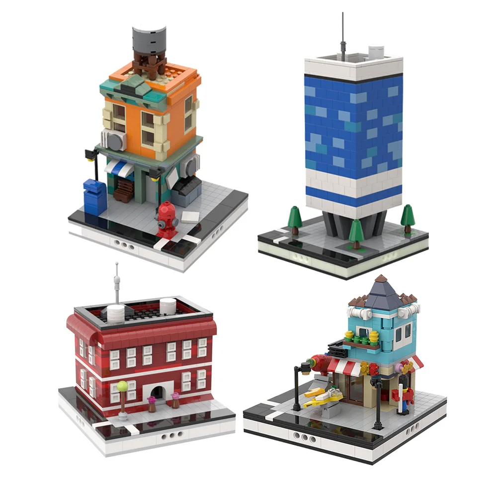 MOC Modular Coffee Shop Museum Garage Las Vegas Hotel module Street View City Church Buildings Collection Set Toy Gifts |