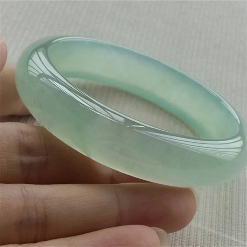 

Hot selling natural hand-carve Light green jadeite 56-62mm Baranglet -bracelet Fashion Men Women Luck Gifts amulet