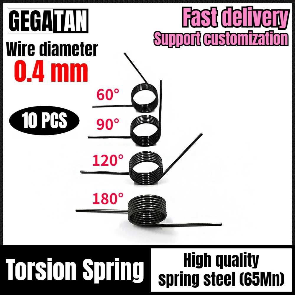 Wire Diameter 0.4mm 10 Pcs V-spring Torsion Small Torsion Spring Hairpin Spring 180/120/90/60 Degree Coil Wire Return Springs